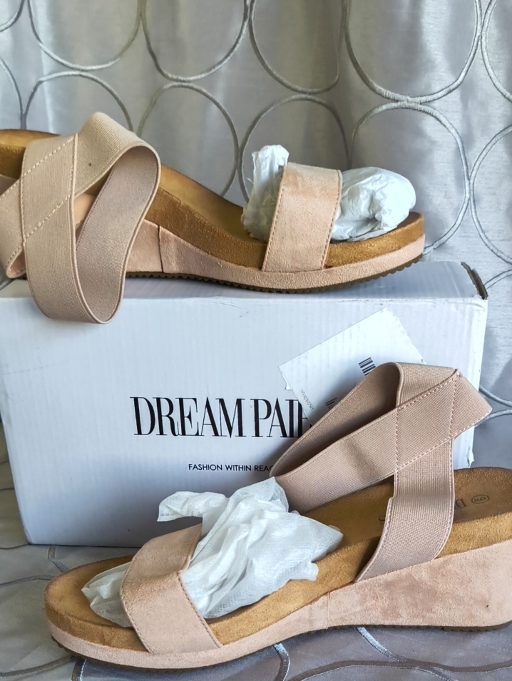 Dream Pairs Blush Suede Ankle Strap Wedge Sandals SS3